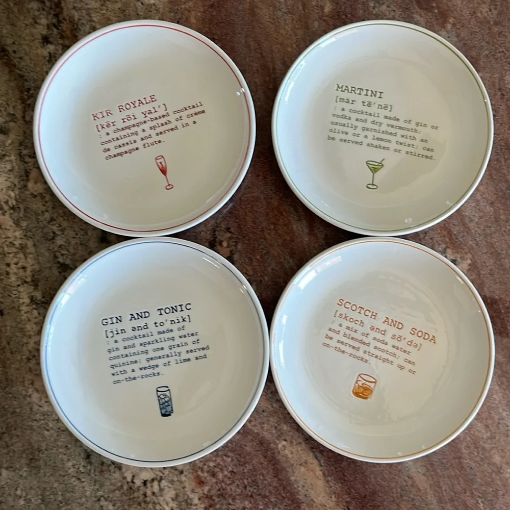 NWOT Pottery Barn Cocktail Inspired Plates